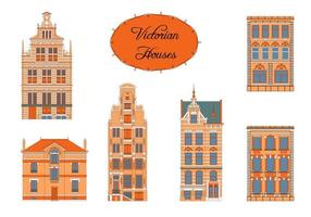 set van vector vintage Victoriaanse huizen. kleur tekening