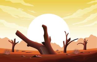 horizon hemel west-amerikaanse dode boom uitgestrekte woestijn landschap illustratie vector