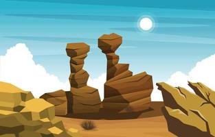 felle zon westerse amerikaanse rots klif uitgestrekte woestijn landschap illustratie vector