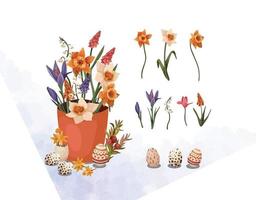 set van verschillende mooie boeketten met tuin en wilde bloemen