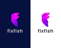 letter f met vis logo ontwerpsjabloon vector