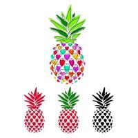 ananas tropisch fruit schets zwarte lijn vectorillustratie vector