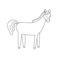 schattig contour doodle paard. paardrijden. illustratie voor kinderen kleurboek. vector geïsoleerd op witte achtergrond