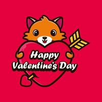 schattige wasbeer die een hart omhelst met gelukkige valentijnsdaggroeten vector