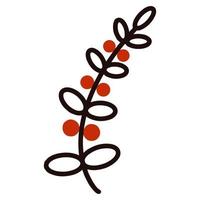 hand getekend botanisch element. bladeren, tak, rode berries.isolated vectorillustratie op witte achtergrond. zwarte omtrek, doodle-stijl vector