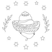 cinco de mayo Mexicaanse hoed kleurplaten vector
