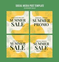 gelukkige zomerverkoop webbanner voor sociale media vierkante poster, banner, ruimtegebied en achtergrond vector