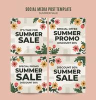 gelukkige zomerverkoop webbanner voor sociale media vierkante poster, banner, ruimtegebied en achtergrond vector