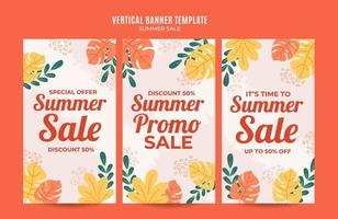 gelukkige zomerverkoop webbanner voor sociale media verticale poster, banner, ruimtegebied en achtergrond vector