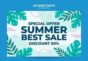 happy summer sale webbanner voor social media poster, banner, space area en background vector