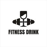 ontwerpsjabloon voor fitnessclub en sportschool met barbell-symbool en drinkglazen vector