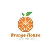 vectorillustratie van modern oranje huislogo, vers sinaasappelschijfje logo-ontwerp vector