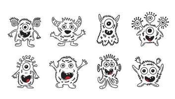 monsterset, met de hand getekende illustratie. vector