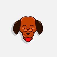 hond logo cartoon schattig huisdier glimlach puppy mascotte bril dragen op witte achtergrond vector