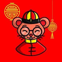 muis chinees sterrenbeeld symbool logo mascotte op nieuwe maanjaar vector