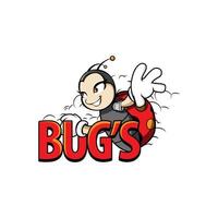 cartoon bug-logo met de woorden van de bug ervoor. vectorillustratie. vector