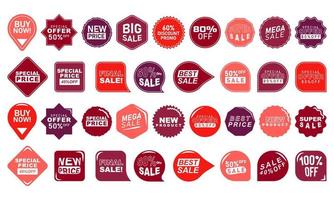 set verkoop badges. verkoop kwaliteitslabels en labels. sjabloon banner winkelen badges. speciale aanbieding, uitverkoop, korting, enz. vector