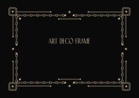 art deco geometrisch frame gemaakt van gouden ketting, kralen vector