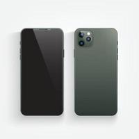 moderne realistische groene smartphone. nieuwe 2019 moderne mobiele telefoon mockup. 3D-vectorillustratie. vector