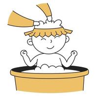 haren wassen. handgetekende doodle pictogram voor kinderen en familie vector