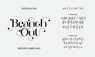 elegant serif-alfabetlettertype. mode bruiloft decoratieve vintage concept. vector illustratie