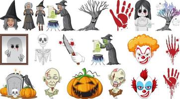 halloween set met enge monsters vector