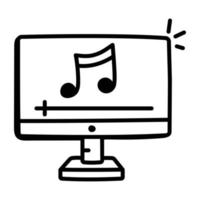 doodle icoon van online muziek in vectorformaat vector