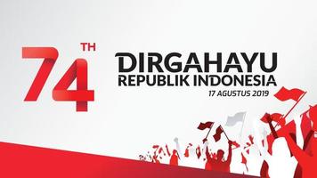 17 augustus. Indonesië gelukkige onafhankelijkheidsdag wenskaart, banner en textuur achtergrond logo. - vector