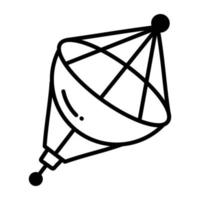 een bewerkbaar doodle-pictogram van een satellietantenne vector