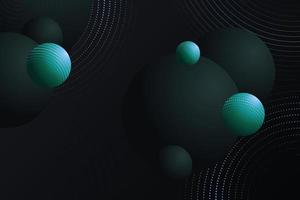 glanzende dynamische gemengde zwarte en groene ballen ontwerpen vector achtergrondillustratie in abstracte stijl