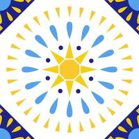 bloemen naadloos patroon. azulejo. heldere Portugese tegels met zon, zee en mediterrane sfeer. vector