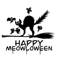 vrolijke meowloween, illustratie, schattige handgetekende doodles vector