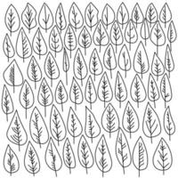 een set doodle-bladeren met een breed blad en verschillende nerven, fantasiebladeren, delen van een plant in de vorm van contouren vector