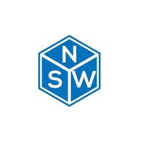 nsw brief logo ontwerp op zwarte achtergrond. nsw creatieve initialen brief logo concept. nsw-briefontwerp. vector