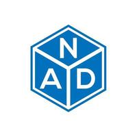 nad brief logo ontwerp op zwarte achtergrond. nad creatieve initialen brief logo concept. nad brief ontwerp. vector