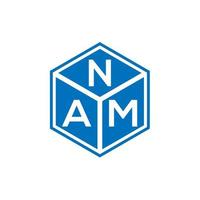 nam brief logo ontwerp op zwarte achtergrond. nam creatieve initialen brief logo concept. naam brief ontwerp. vector