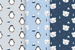 patroon met pinguïn en sneeuwbeer vector