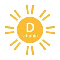 vitamine d tekst met zon pictogram vector schoonheid, apotheek