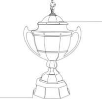 enkele doorlopende lijn die een trofee-badminton trekt. sport oefening concept. trendy één lijn tekenen ontwerp vectorillustratie voor badminton toernooi. vector