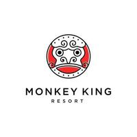 Monkey King-logo met mono-lijnstijlontwerpsjabloon vector
