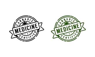 gecertificeerde cannabis label stempel logo ontwerpsjabloon vector