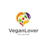 groenten en fruit hart logo ontwerpsjabloon vector