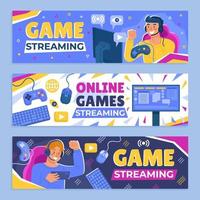 online streaming banner gaming-sjablonen set vector