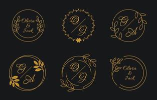 luxe bruiloft monogram set collectie vector