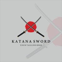 katana zwaard vintage vector illustratie embleemontwerp. modern japans zwaard van katana logo concept sjabloon embleem illustratie vector design