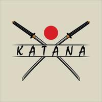 katana zwaard vintage logo sjabloon vector illustratie ontwerp. moderne Japanse zwaard embleem logo concept. zwaard voor samoerai Japanse krijger logo concept vector vintage design