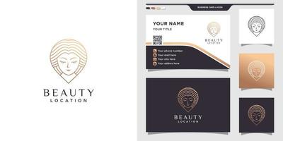 schoonheidslocatie logo-ontwerp met pinpoint en creatief concept vector