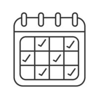 lineaire kalenderpictogram. planning. dunne lijn illustratie. dagelijkse organisator. contour symbool. vector geïsoleerde overzichtstekening