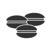 macarons glyph-pictogram. silhouet symbool. negatieve ruimte. vector geïsoleerde illustratie