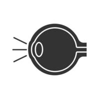oog anatomie glyph icoon. lichtbreking in het oog. silhouet symbool. negatieve ruimte. vector geïsoleerde illustratie